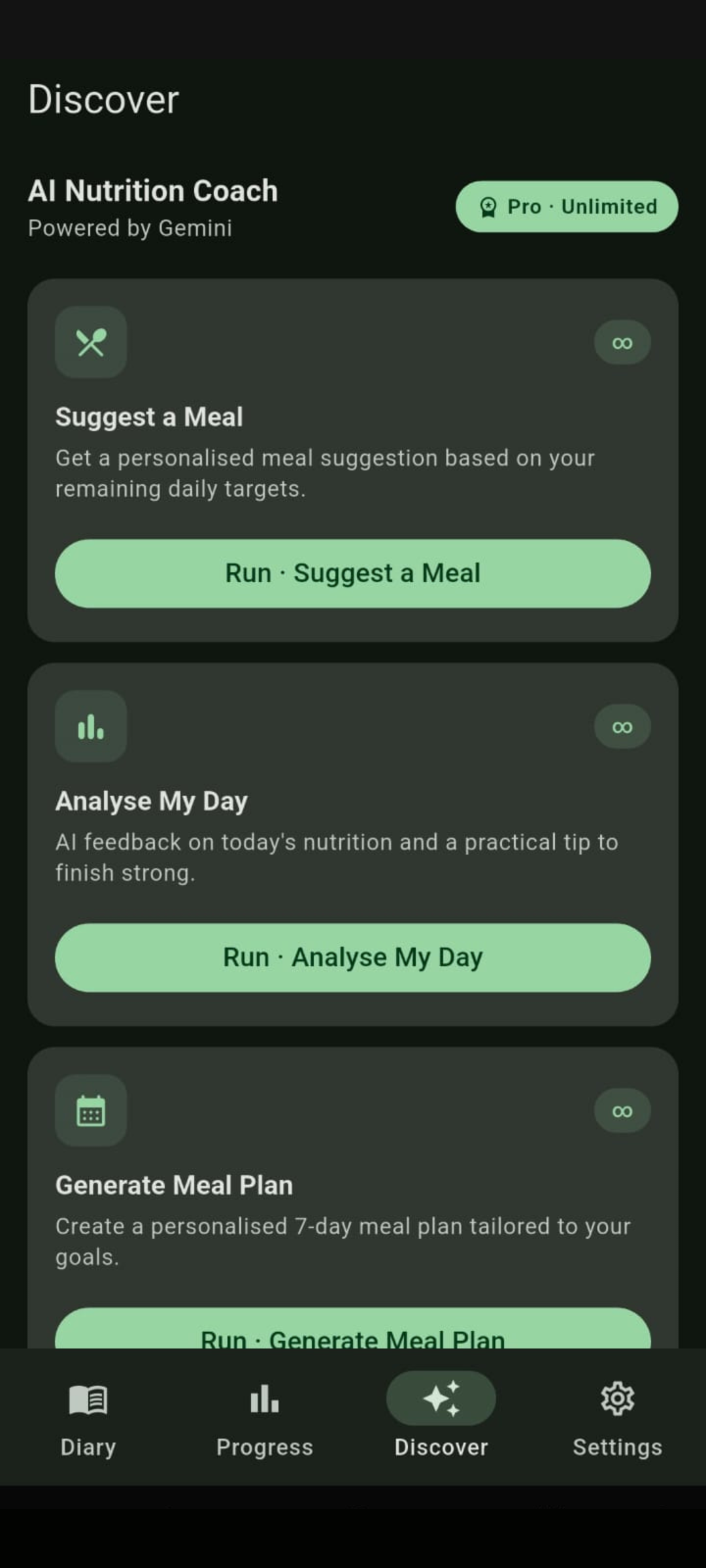 AI Discover screen